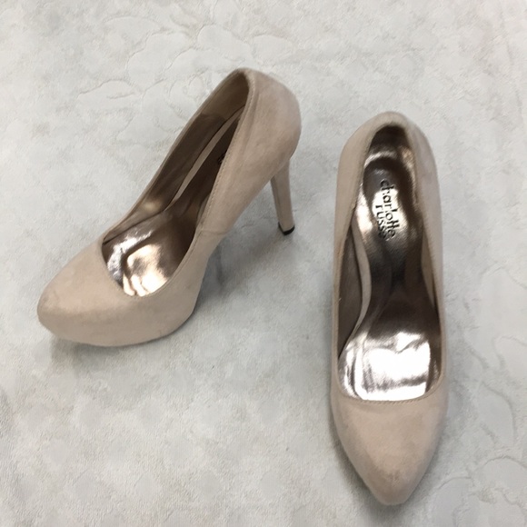 NWOT! Nude Suede Cushioned Stiletto High Heels - Picture 8 of 8